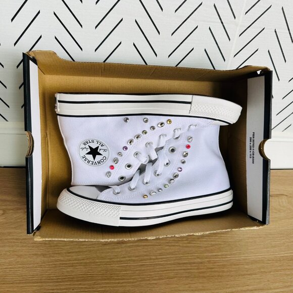 ⭐Chuck Taylor All Star Y2K Gemstones Luxe 7.5 Women Shoes White Sneakers A10290C - Picture 8 of 13